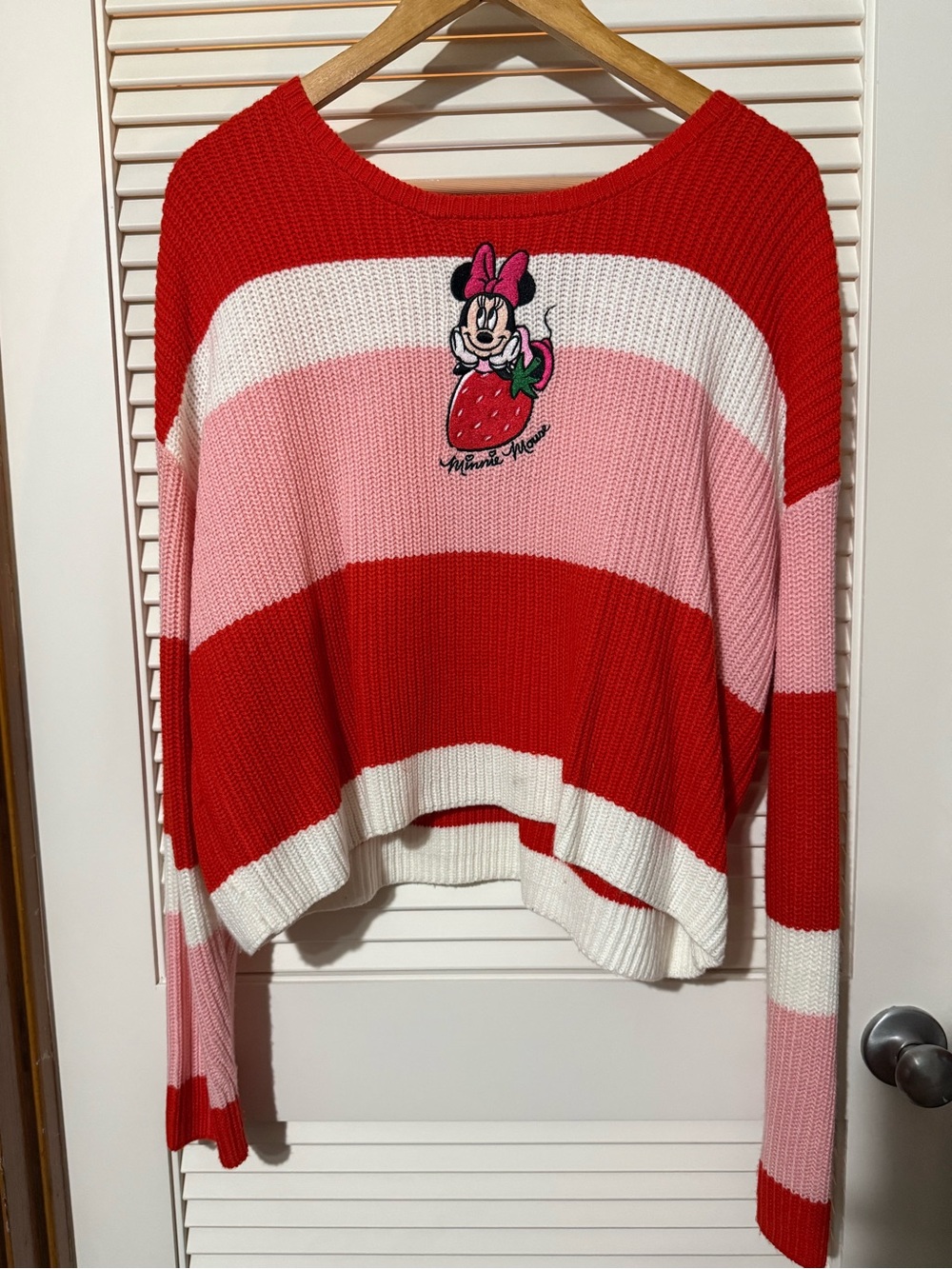 Her Universe Red, Pink & White Striped Minnie Sweater